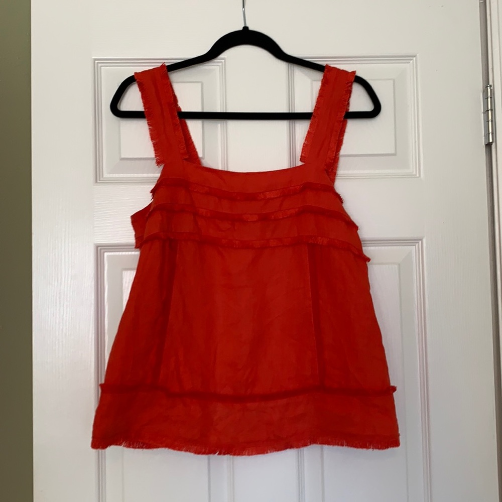 J. Crew Linen Fringe Tank Top